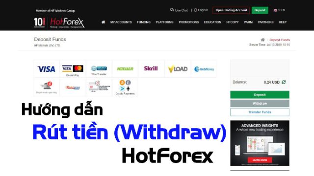 Cách rút tiền tại Hotforex