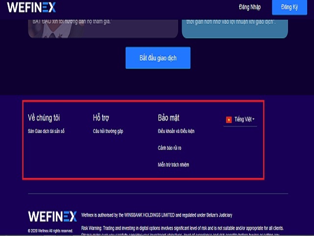 Wefinex là sàn giao dịch quyền chọn nhị phân