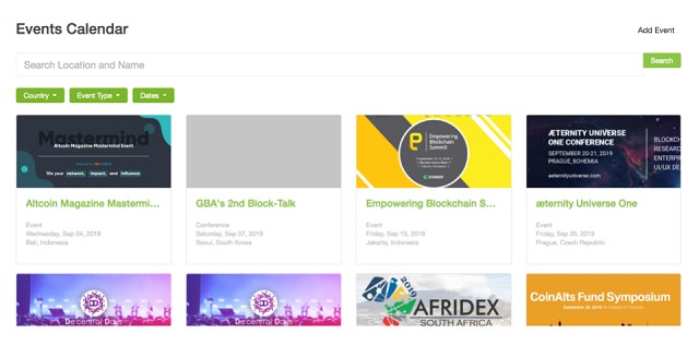 CoinGecko cung cấp thông tin về sự kiện có liên quan đến Cryptocurrency và Blockchain
