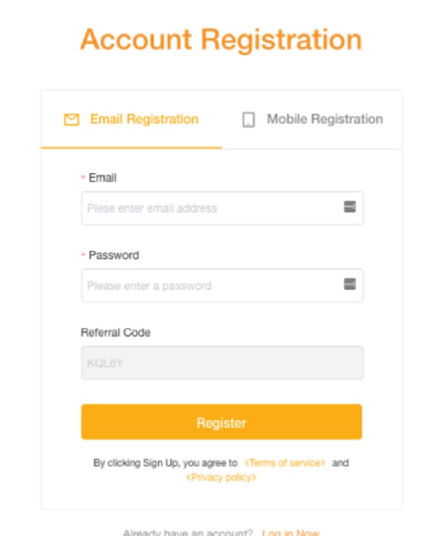 Điền đầy đủ thông tin mà sàn giao dịch yêu cầu rồi nhấn chọn Register để đăng ký